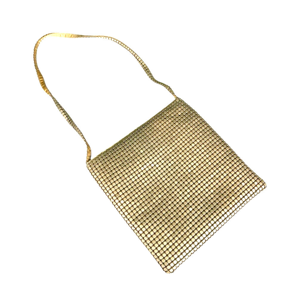 Vintage A. Brod Gold Mesh Evening Bag Snap Closure Gold Pixel Purse Party - Picture 3 of 8